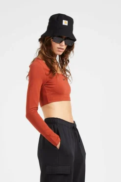 LS CROP TOP - Top court | Orange