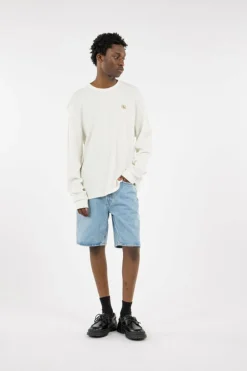 LS WAFFLE BADGE CREW - Pull | Blanc