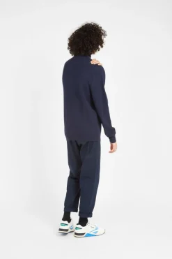 Mesh-Knit Cotton Quarter - Sweatshirt | Bleu