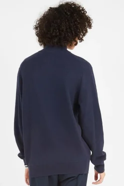 Mesh-Knit Cotton Quarter - Sweatshirt | Bleu