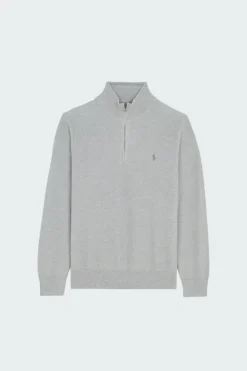 Mesh-Knit Cotton Quarter - Sweatshirt | Gris