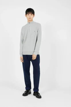 Mesh-Knit Cotton Quarter - Sweatshirt | Gris