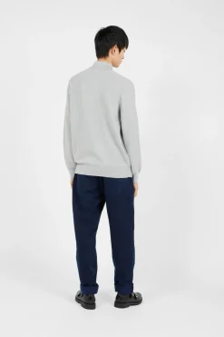 Mesh-Knit Cotton Quarter - Sweatshirt | Gris