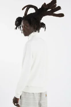 Mesh-Knit Cotton Quarter-Zip Sweater - Pull | Beige