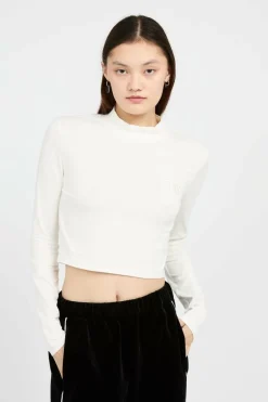 Mini Mock Neck LS - T-shirt | Blanc