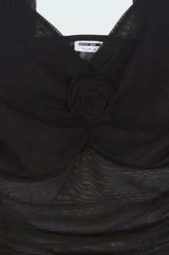 NMANGI S/L RUFFLE ROSE TOP LAB - Top | Noir