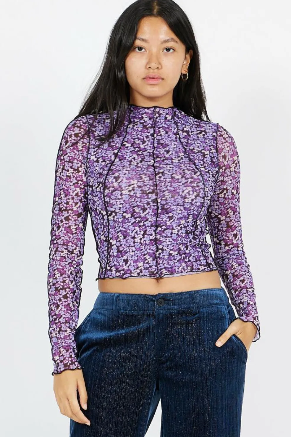 NMCARRIE L/S HIGH NECK TOP FWD - Top | Violet