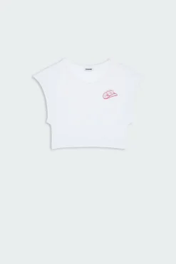 NMKATINKA S/S GLITTER T-SHIRT JRS FWD - Crop top | Beige