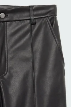 NMLUKE PU HW STRAIGHT FRONT DETAIL PANT - Pantalon | Noir