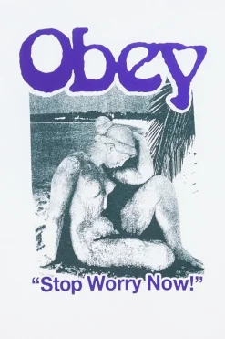 OBEY STOP WORRY NOW - T-shirt | Blanc