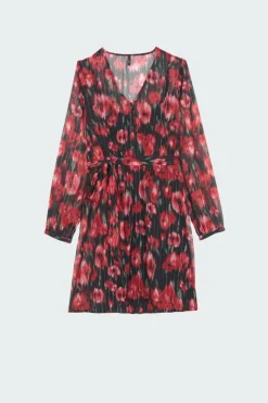 ONLMARISE LUREX L/S V-NECK DRESS CS PTM - robe | Rouge