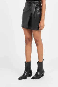 ONLMIA FAUX LEATHER KNOT SKIRT OTW - Jupe | Noir