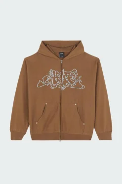 OUTLINES HEAV - Hoodie zippé | Marron