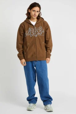 OUTLINES HEAV - Hoodie zippé | Marron