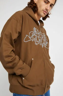 OUTLINES HEAV - Hoodie zippé | Marron