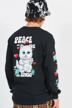 Peace Love Ripndip Long Sleeve - T-shirt | Noir