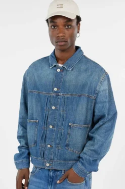 PLEATED TRUCKER JACK - Veste | Bleu