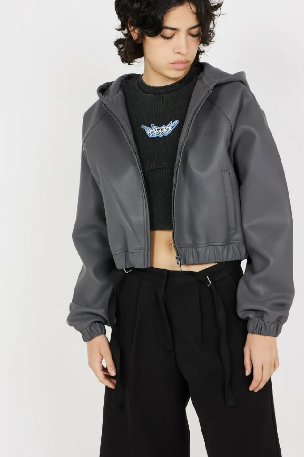 PU SCUBA CROPPED JKT - Veste | Noir
