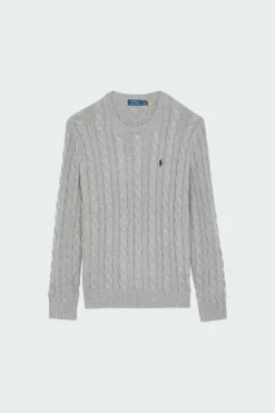 Pull droit col rond en coton | Gris