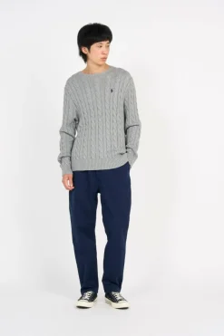 Pull droit col rond en coton | Gris