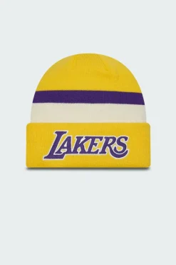 RETRO CUFF KNIT - - Bonnet à revers classique - En matière côtelée - Surpiqures sur le haut - Logo brodé cousu à l'avant | Jaune