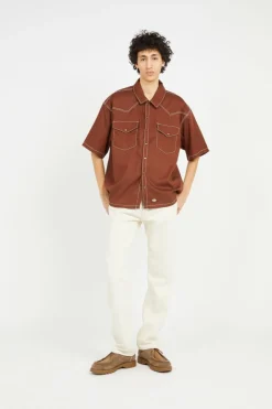 RIVER RANCH WORK SHIRT SS CAPPUCCINO - Chemise | Marron