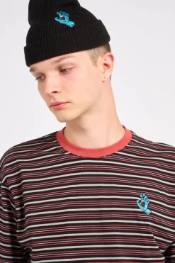 screaming mini - Bonnet à broderie en maille côtelée | Noir