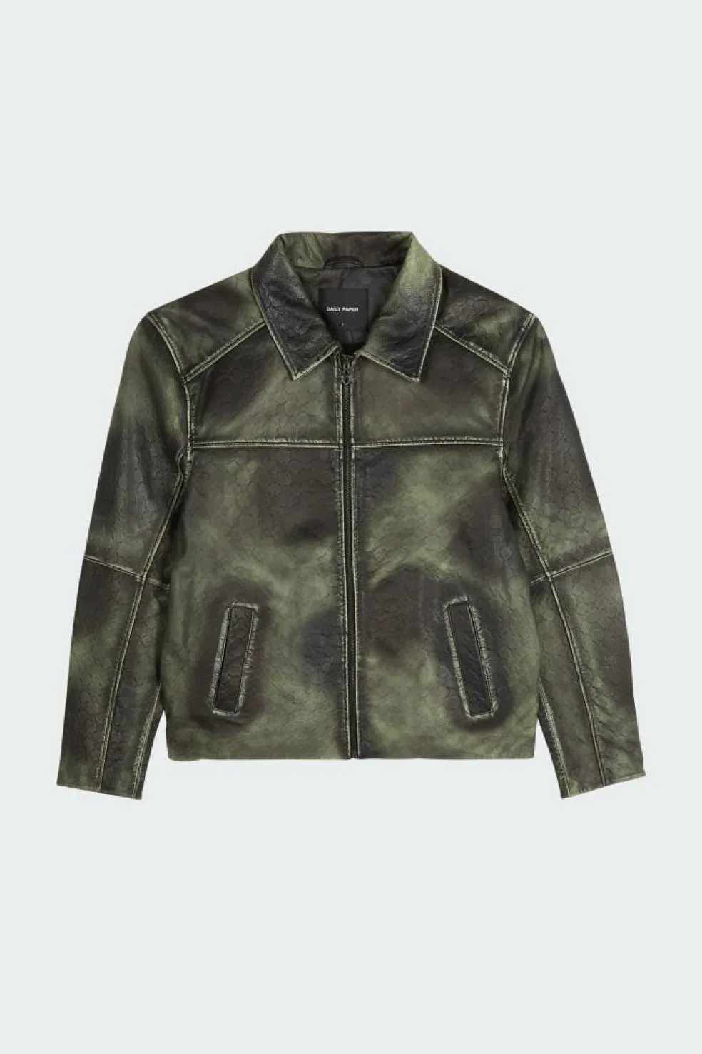 silence monogram leather jacket - Blouson | Vert