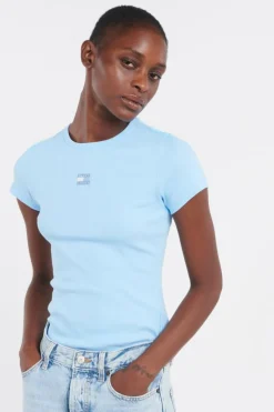 SLIM BADGE RIB - T-shirt | Bleu