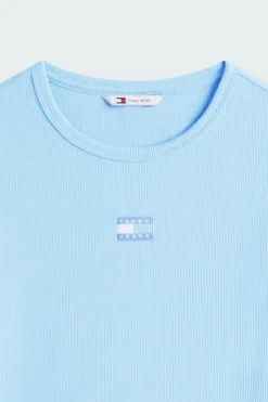 SLIM BADGE RIB - T-shirt | Bleu