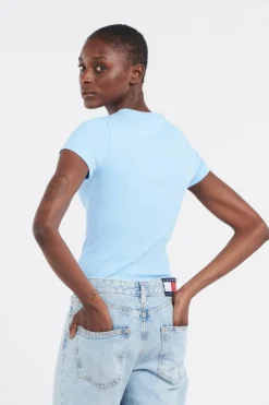 SLIM BADGE RIB - T-shirt | Bleu