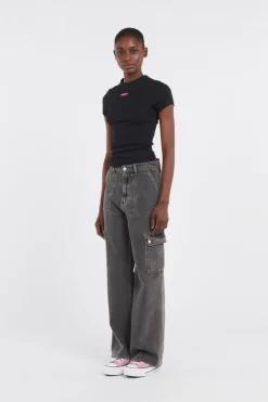 SLIM SCRIPT LABE - T-shirt | Noir