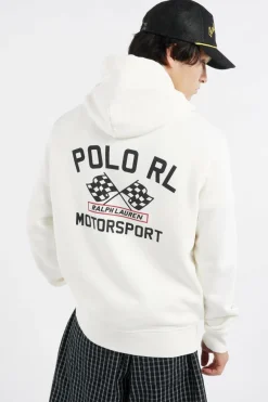 Slub Fleece Graphic Hoodie - Hoodie | Beige