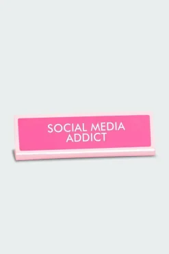 Social Media Addict Deskplate Sign - Plaque de bureau | Multicolore