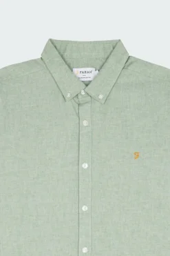 STEEN - Chemise col américain slim-fit en coton biologique | Vert