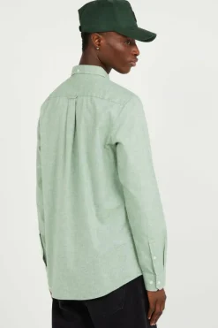 STEEN - Chemise col américain slim-fit en coton biologique | Vert