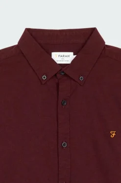 STEEN - Chemise col américain slim-fit en coton biologique | Rouge