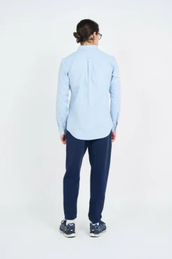 STEEN - Chemise col américain slim-fit en coton biologique | Bleu