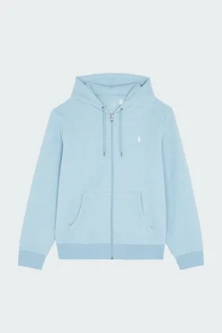 Sweat à capuche en maille double - Hoodie zippé | Bleu