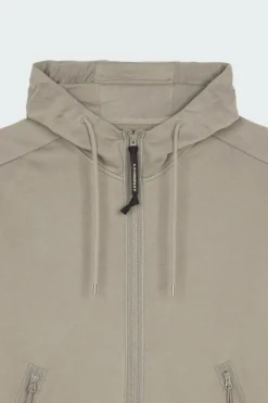 SWEATSHIRTS HOODED OPEN IN DIAGONAL RAISED FLEECE - Hoodie zippé | Kaki
