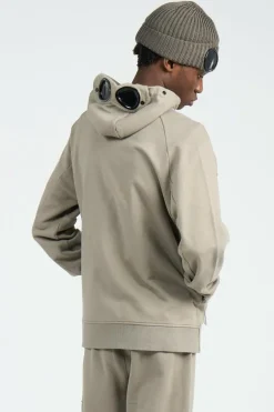 SWEATSHIRTS HOODED OPEN IN DIAGONAL RAISED FLEECE - Hoodie zippé | Kaki