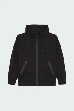SWEATSHIRTS HOODED OPEN IN DIAGONAL RAISED FLEECE - Hoodie zippé | Noir