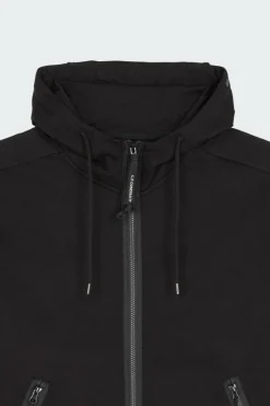 SWEATSHIRTS HOODED OPEN IN DIAGONAL RAISED FLEECE - Hoodie zippé | Noir