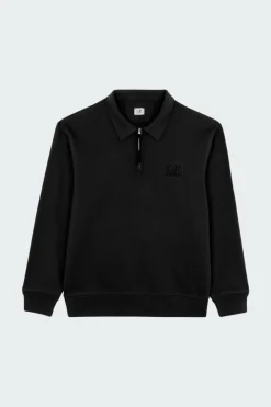 SWEATSHIRTS POLO COLLAR IN DIAGONAL RAISED FLEECE - Sweatshirt | Noir