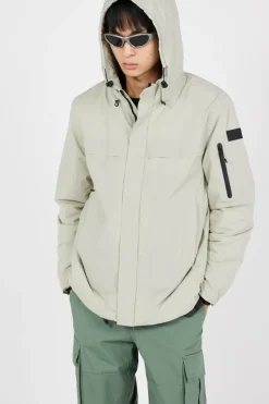 VESTE TECH LEGERE CAPUCHE COUTURES SOUDEES - Doudoune | Beige