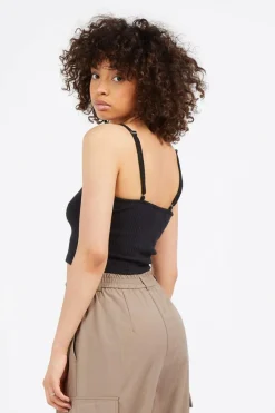 V-NECK RIB TOP - Débardeur | Noir