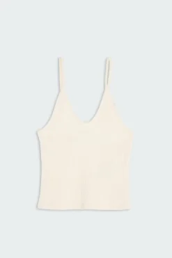 V-NECK RIB TOP - Débardeur | Beige