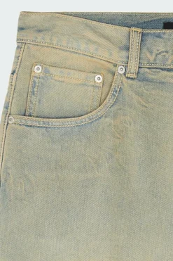 WASHED STITCH DENIM WIDE JEAN - Jean | Kaki