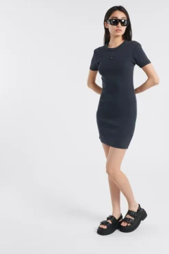 WASHED WOVEN LABEL - Robe | grey