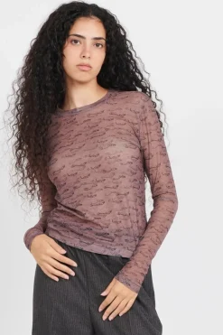 WIND AOP TOP LS - Top | Marron